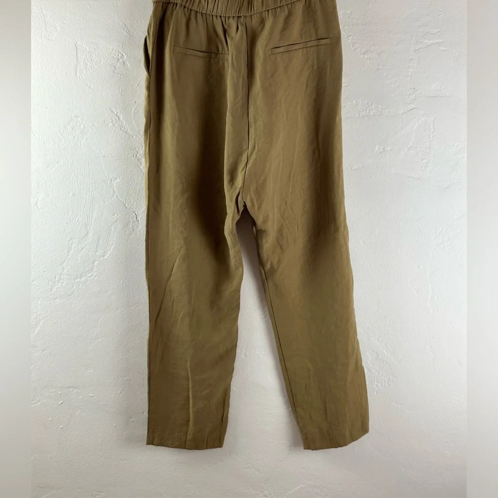 Zara baggy khaki brown pants with elastic waist and  pockets - Picture 3 of 7